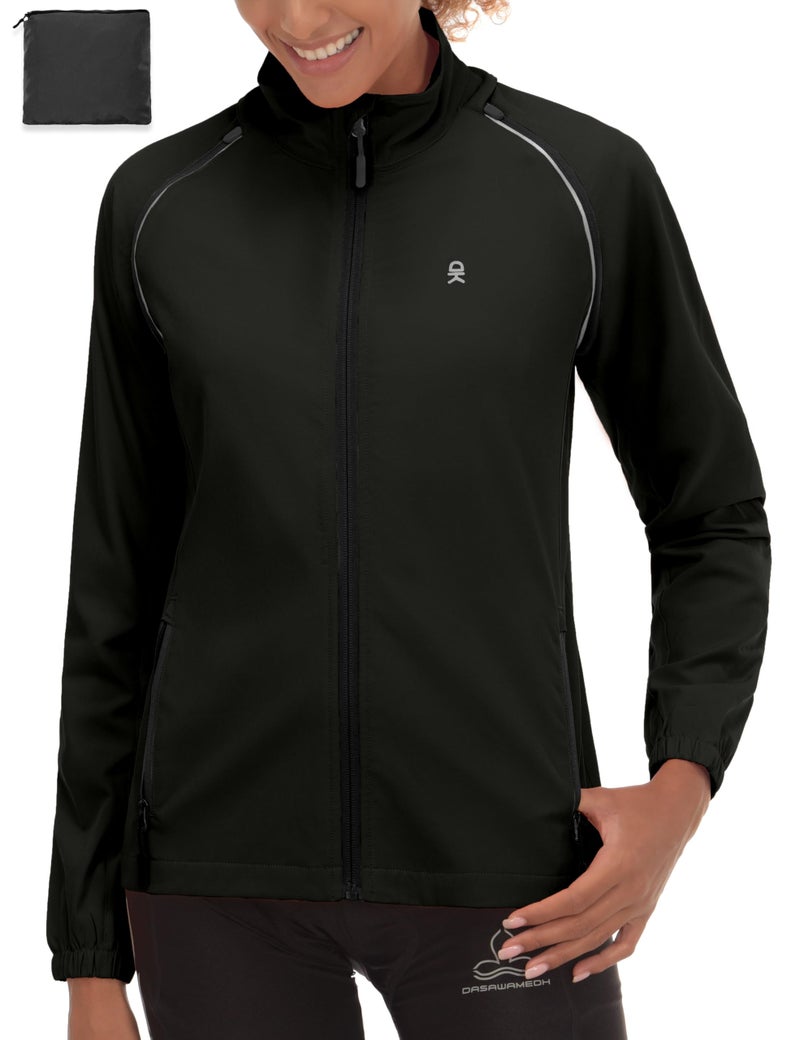 Little Donkey Andy Women's Quick-Dry Running Jacket Convertible UPF 50+ Cycling Jacket Windbreaker with Removable Sleeves Black Size M - Image 2